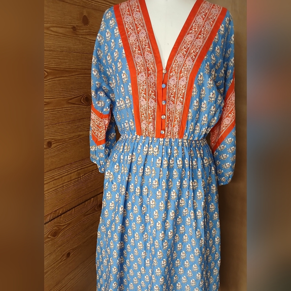 J. Crew Factory Blue and Red Maxi Dress